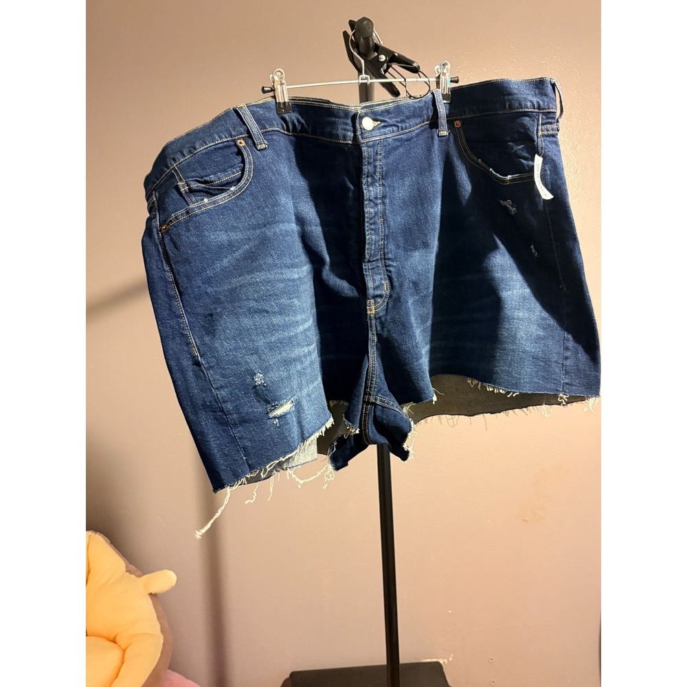 Old Navy Blue Denim Distresed Shorts Sky-Hi A-Line 5 pockets Sz 28